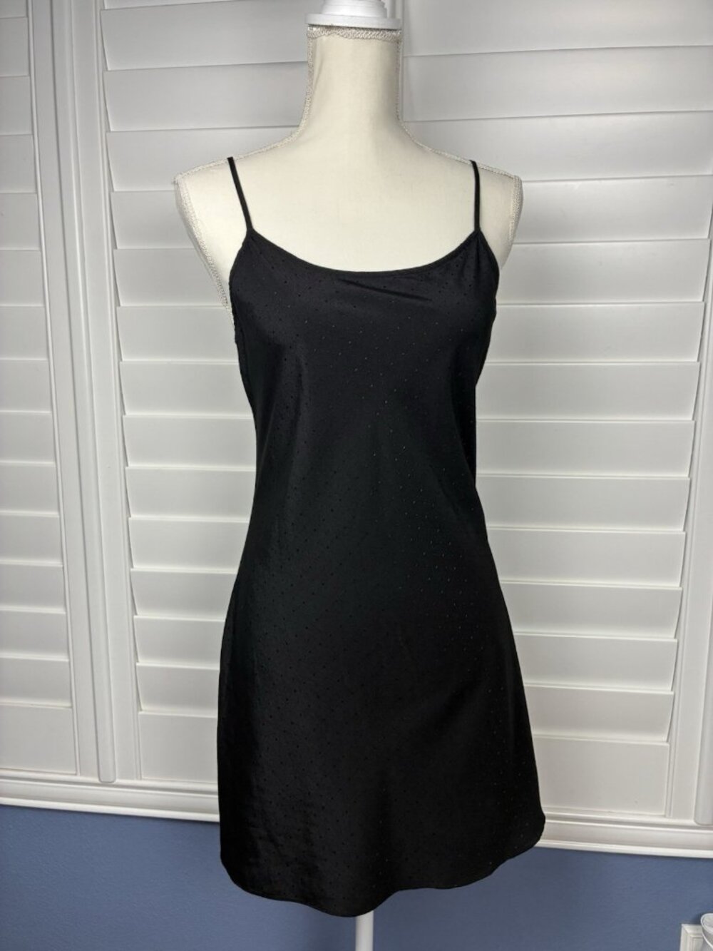 RACHEL Rachel Roy Women’s 2 Black Tonal Dot Mini Slip Dress Adjustable Straps - Picture 5 of 7